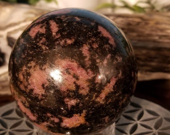 Rhodonite Polished Crystal Sphere R14