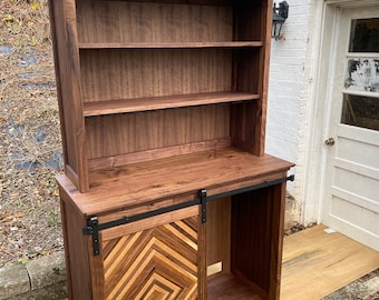 The Fitzgerald / Two Story Walnut Bar Cabinet / Fridge Cabinet / Walnut Bar Cabinet / Walnut Liquor Cabinbet / Walnut Buffet Bar Cabinet