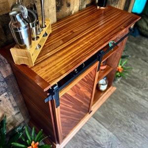 Handmade Mahogany Coffee Bar Cabinet: Reclaimed Wood Liquor Cabinet