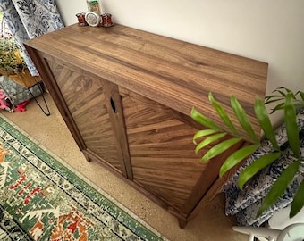 The Reynold: Mid-Century Modern Solid Walnut Bar Cabinet
