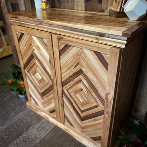 Handmade Hickory Coffee Bar Cabinet: Rustic Liquor Cabinet with Adjustable Shelves