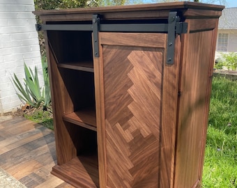 32" Walnut Bar Cabinet: Mid-Century Modern Liquor Storage