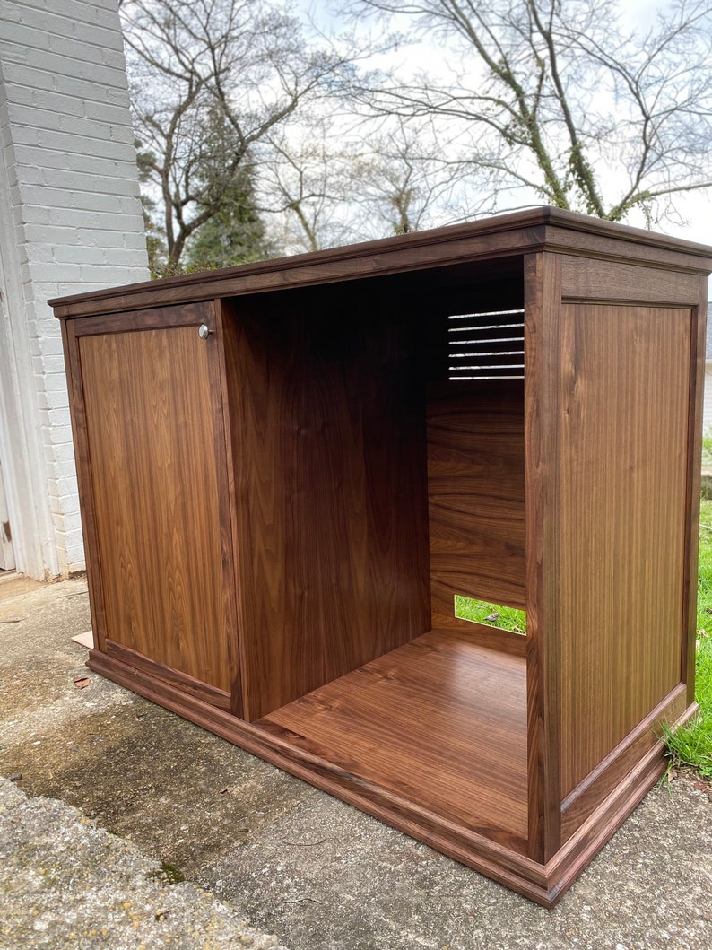 Custom Walnut Bar Cabinet: Mini Fridge Storage, Shaker Style - Etsy