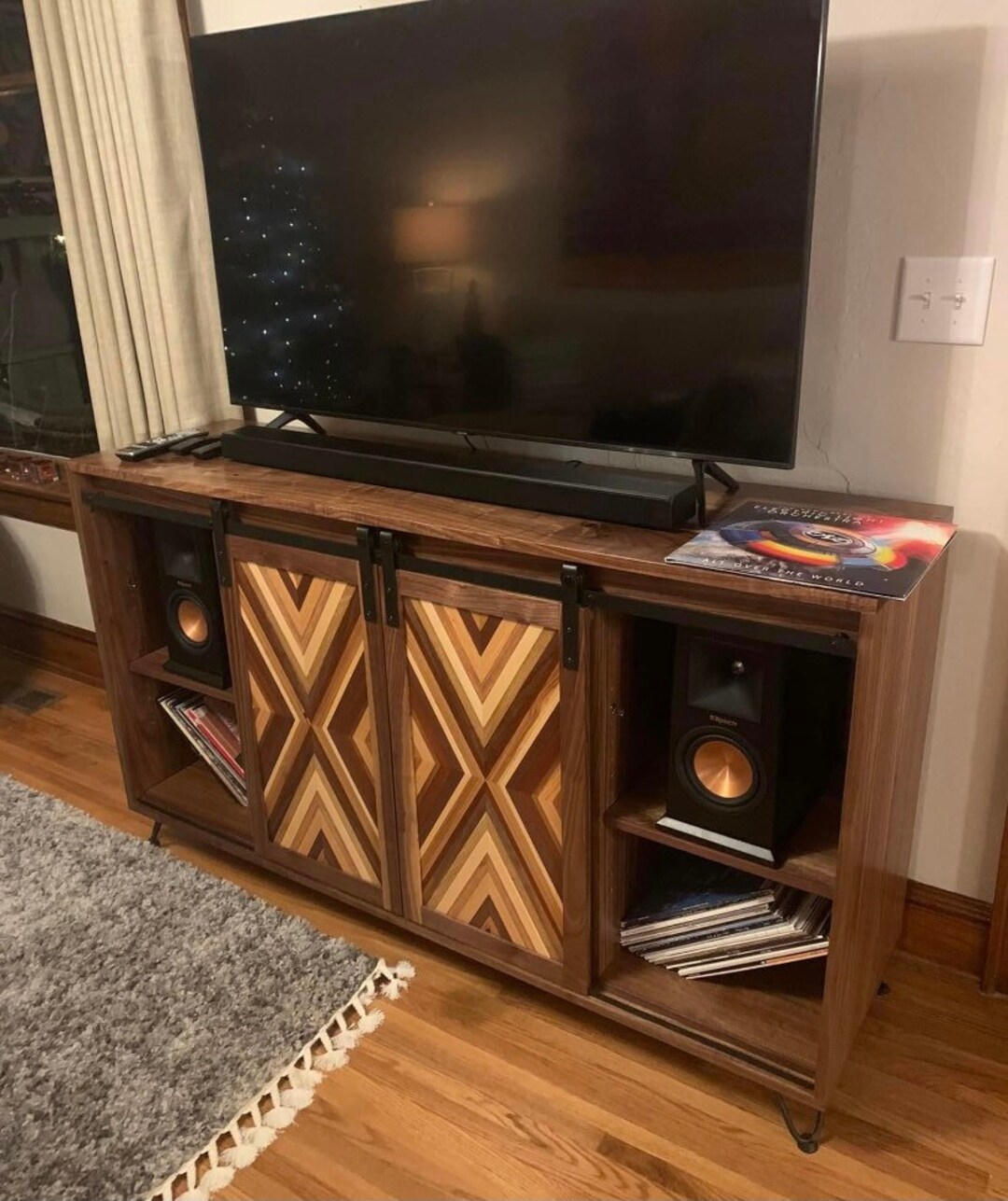 Walnut Media Console / Wood Media Console / Walnut Record Console