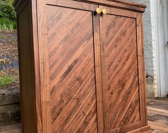 The Gibson /custom Walnut Bar Cabinet / Cabinet With Mini Fridge Storage /  Wood Bar Cabinet / Wine Cabinet / Liquor Cabinet / Beer Cabinet 