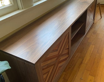 Solid Walnut Media Console: Mid-Century Modern Entertainment Center