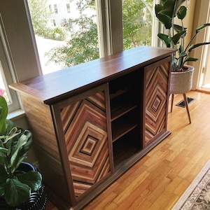 Hardwood Coffee Bar Cabinet: Mid-Century Modern Wine Rack