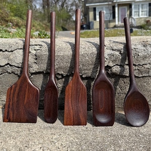 Handmade Walnut Cooking Utensil Set: 5-Piece Wooden Cookware