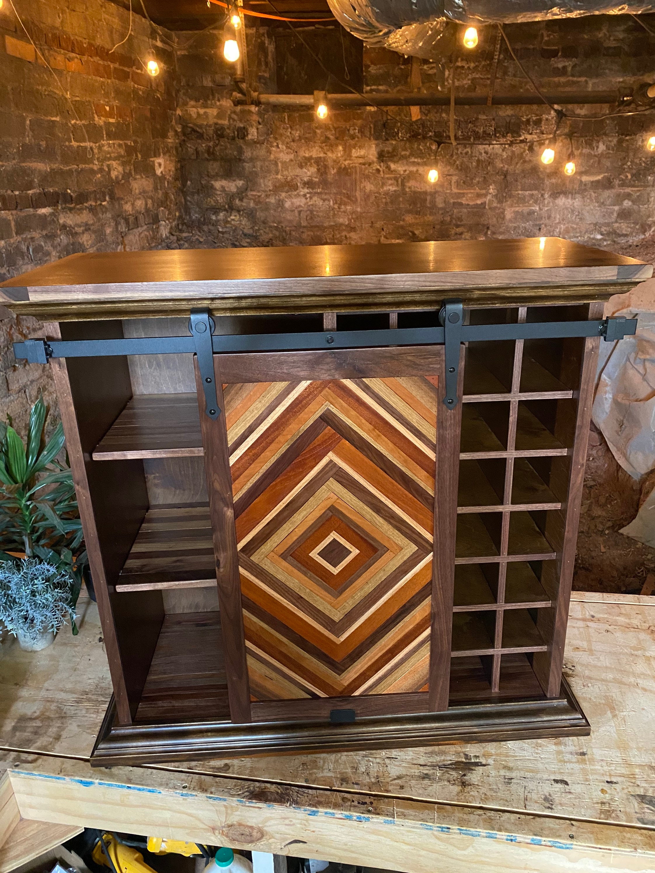 Slatted cabinet wine server hotsell