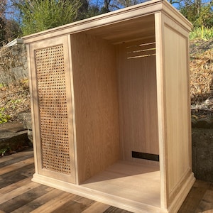 Barn Door Cabinet with Mini Fridge and Microwave