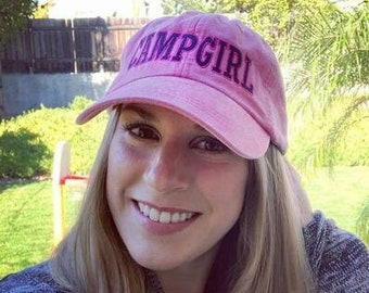 CAMPGIRL®  Adult Pink Washed Cap with Pink/Navy Logo