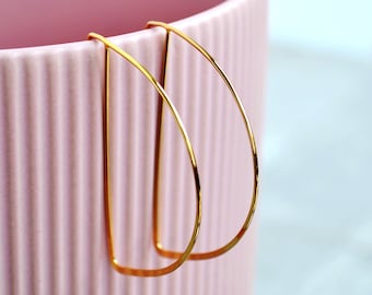Yellow Gold Plated Half Hoop Earrings: Geometric Eco Brass