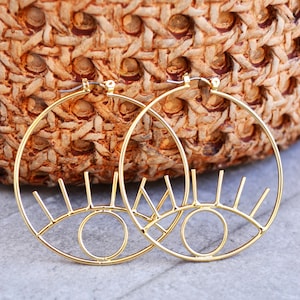 Evil Eye Hoops, Eye Jewellery,Gold Hoop Earrings,Evil Eye Earrings,Evil Eye Jewelry,Gold Eye Earrings,Sister Birthday Gift,Gift for Daughter