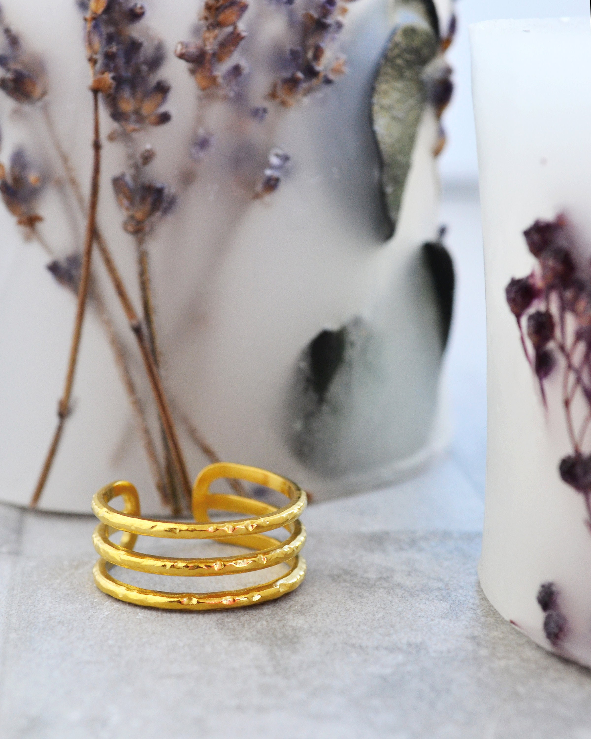 Three Lines Ring/double Sided Ring/women Stacking Chevalier Etsy