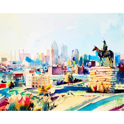 Personalized Kansas City Print Kansas City Skyline Art Etsy