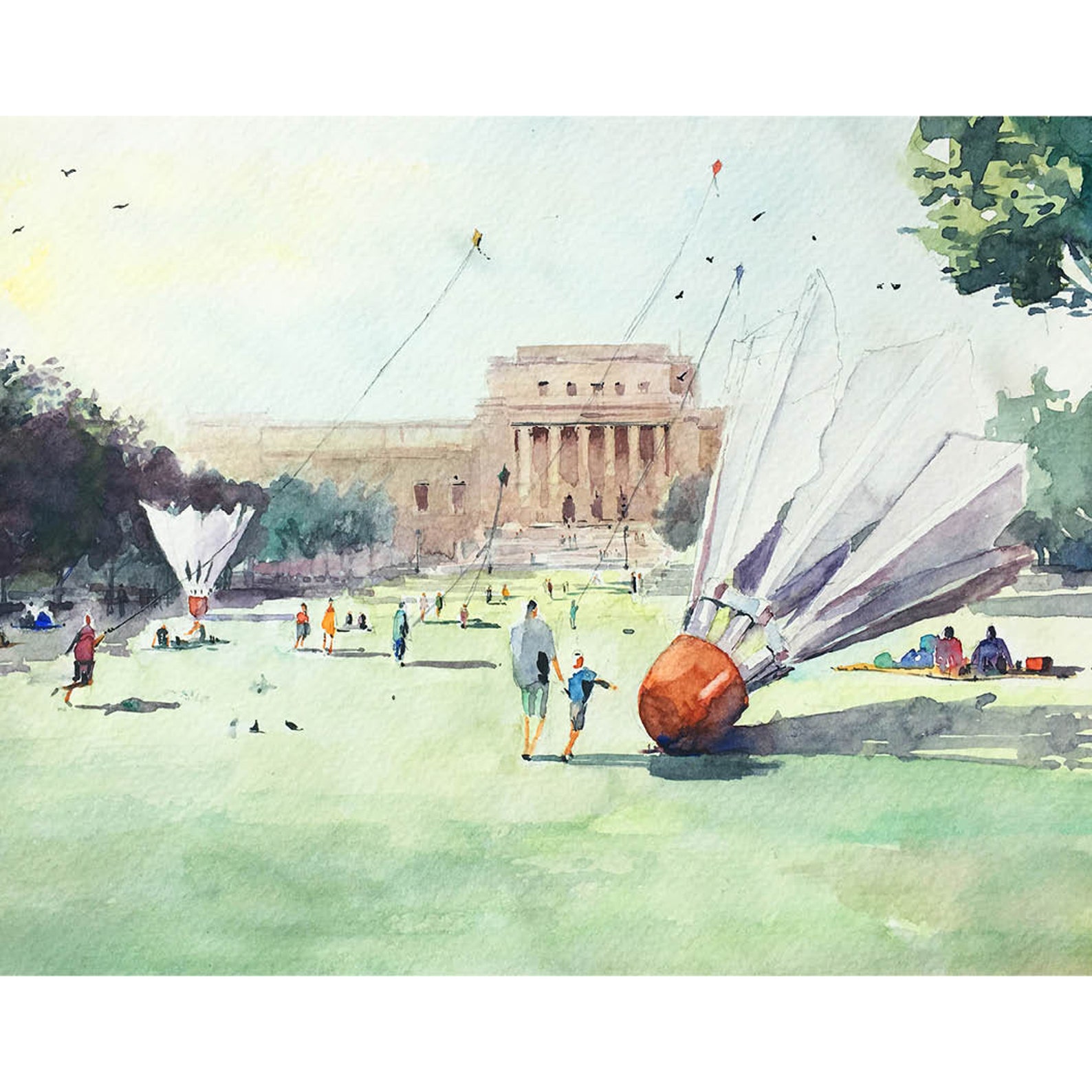 Nelson Atkins Museum Lawn Painting - 11x14 inches