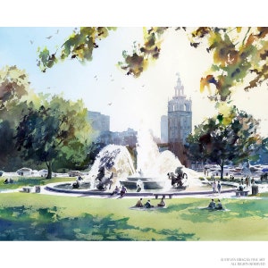 Country Club Plaza 4 Fountain - Fine Art Print