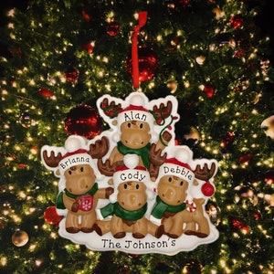 Moose Family of Four Personalized Ornament