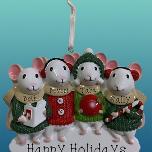 Mouse Family of Four Personalized Ornament