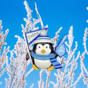 Personalized Penguin Fan Ornament