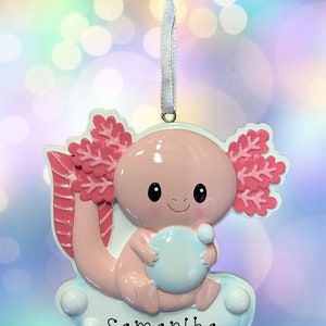Pink Axolotl  Personalized Ornament