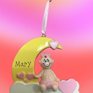 Baby's First Christmas Personalized Ornament pink