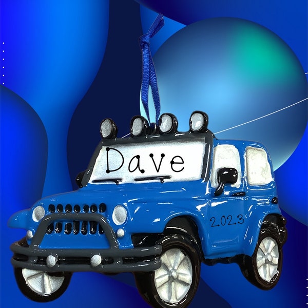 Blue Jeep Personalized Ornament