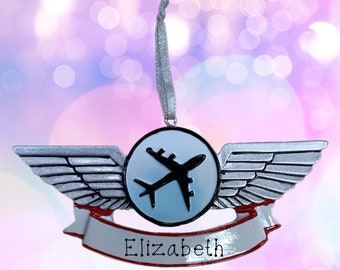 Airplane Pilot Wings Personalized Ornament