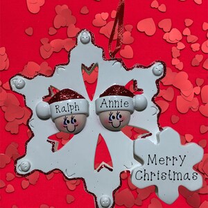 Snowflake Family of 2 Personalized Ornament