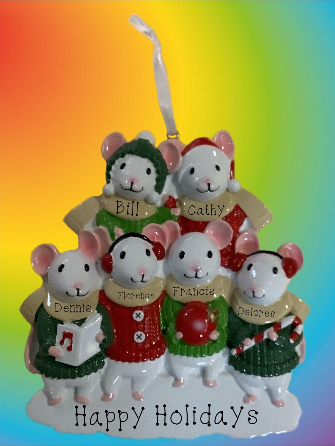 Mouse Family of Six Personalized Ornament - Etsy