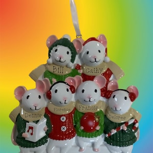 Mouse Family of Six Personalized Ornament