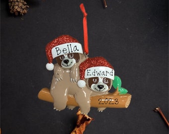 Sloth Family of Two Personalized Ornament
