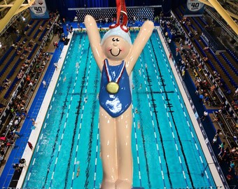 Personalized Competitive Swimming Ornament Girl