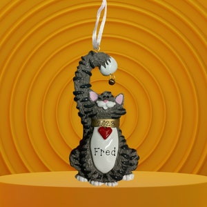 Gray Cat Personalized Ornament
