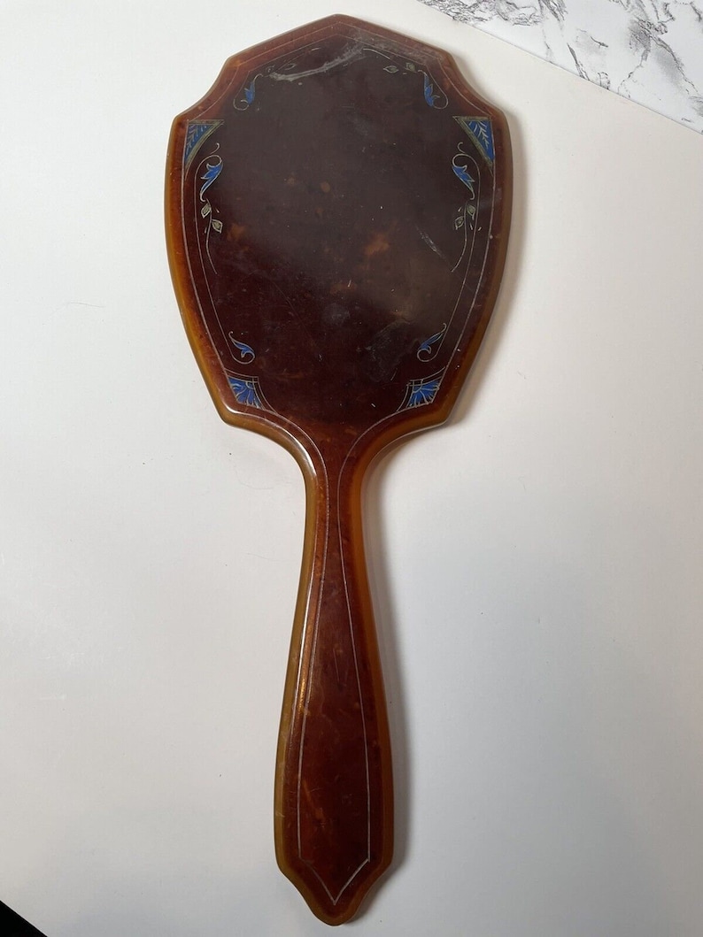 Vintage Bakelite / Celluloid Hand Held Vanity Mirror 15 Etsy