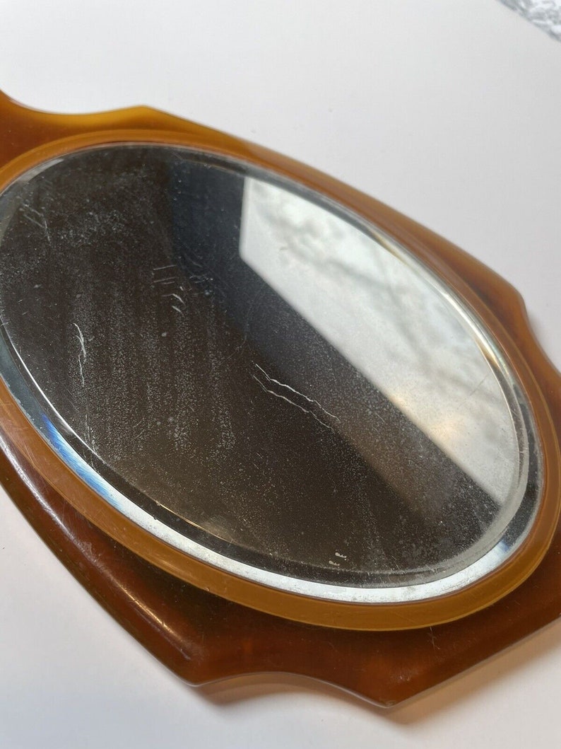Vintage Bakelite / Celluloid Hand Held Vanity Mirror 15 Etsy