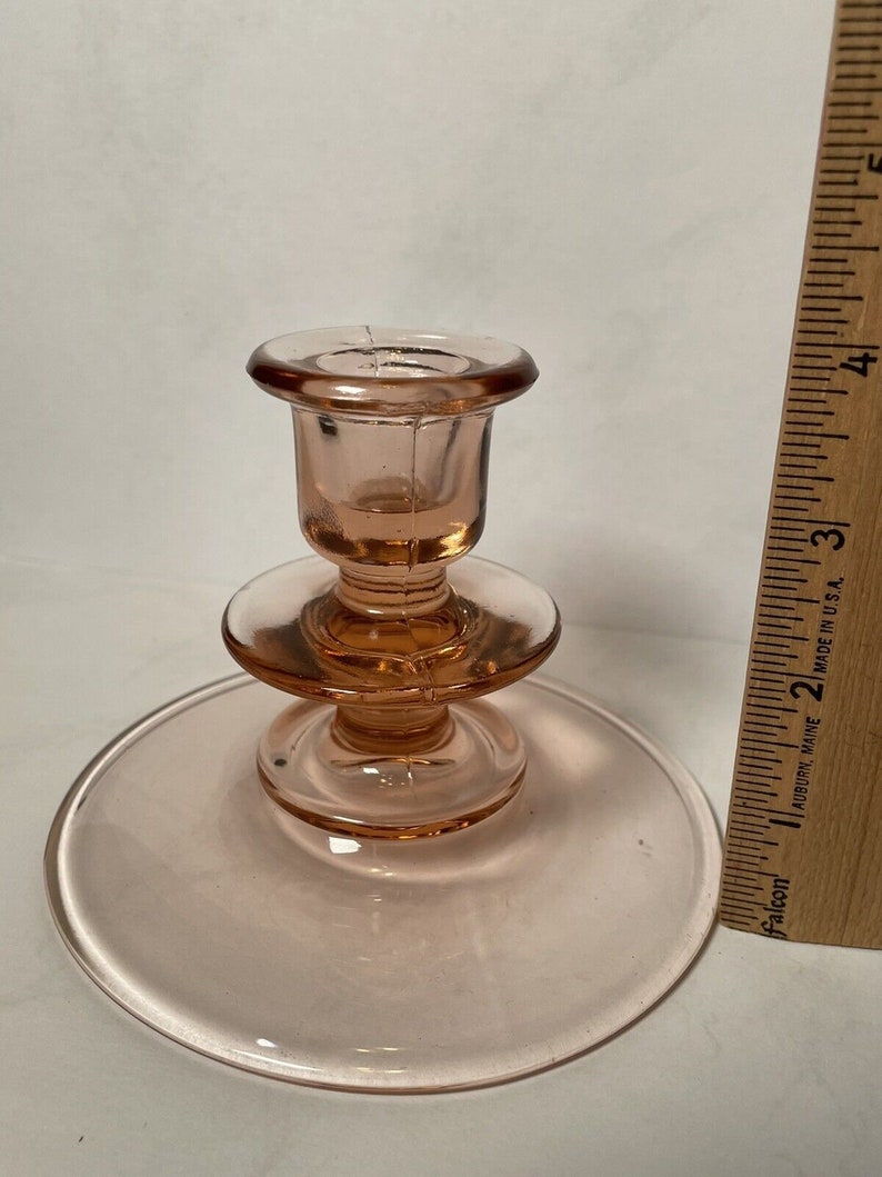 Vintage Rose Pink Depression Glass Candlestick Holder Home Etsy