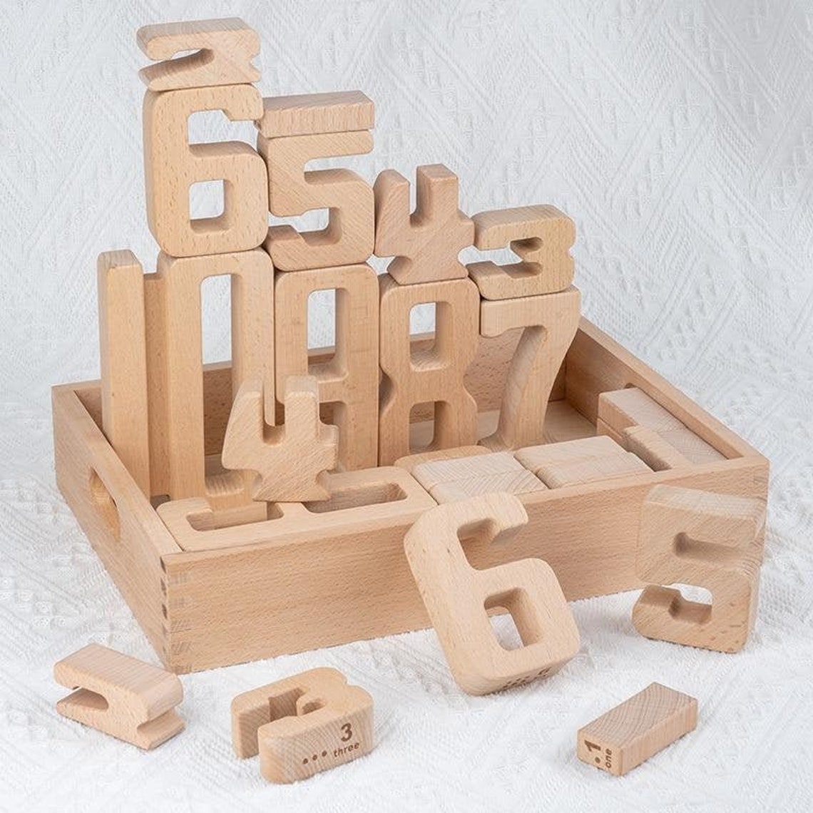 Holz-Zahlenbausteine Montessori-Set – 28 Bunte Stapelzahlen Für Kinder Ab 3 Jahren, 5 Cm Hoch