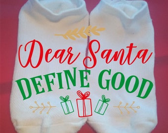 I was Naughty naughty list Dear Santa SUPER SOFT Novelty Word Socks,