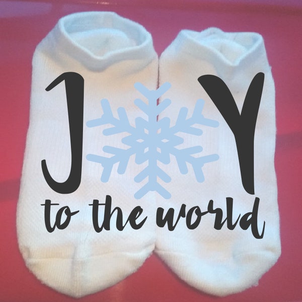 Joy to the World snowflake - Christmas Socks - Holiday Socks - Lucky Socks - Custom Socks - Gift Socks  ** NOT VINYL **