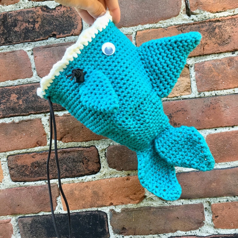 Playful Great White Crocheted Shark Chalk Bag Pattern Etsy
