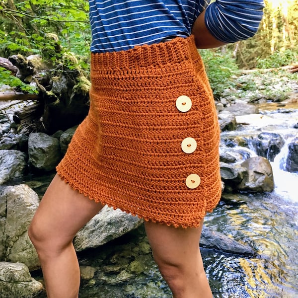 Crocheted High-Waisted Fall Rust Skirt Pattern