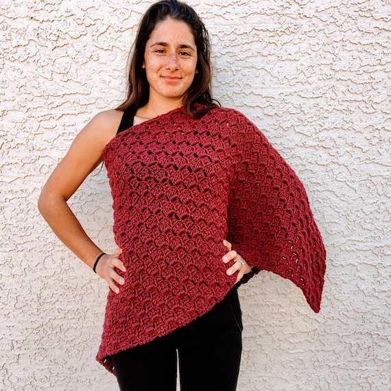 Maroon Crocheted Poncho Maroon Crocheted Poncho
