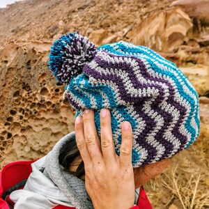 Simple and Chic Double Brimmed Chevron Winter Beanie Crochet Pattern image 9