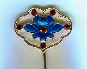 Hand-decorated rhinestone hair pin Kanzashi with Swarovski Elements siam