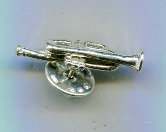 80s Vintage Pin trompeta plateada 28 x 10 mm