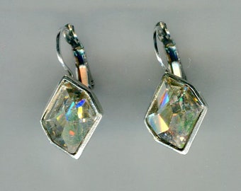 Swarovski Elements earrings Irregular crystal 26 x 13 mm