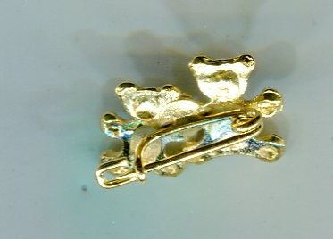 80s vintage rhinestone brooch safety pin bears