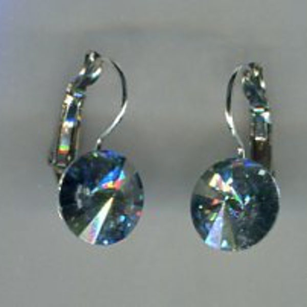 Swarovski Elements Earrings Rivoli indian saphires AB 20 x 10 mm