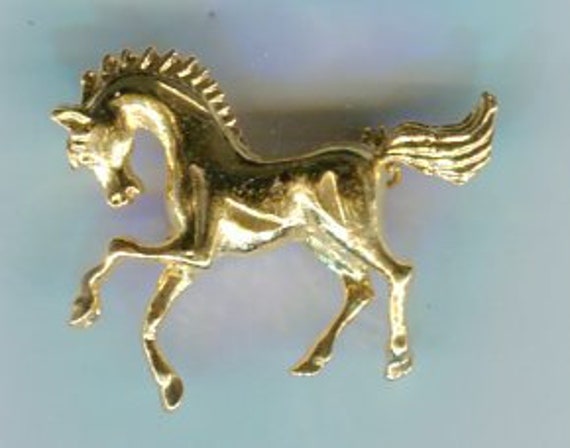 80s Vintage Brooch Golden Horse 38 X 32mm Etsy